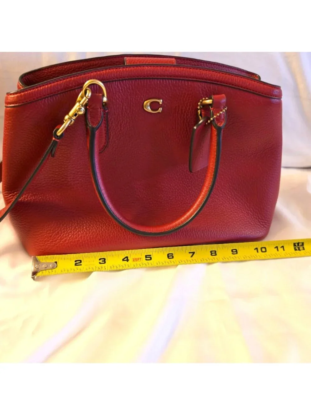 Coach Legacy Medium Carryall 28 Red Pebbled Leather Satchel Crossbody Bag
